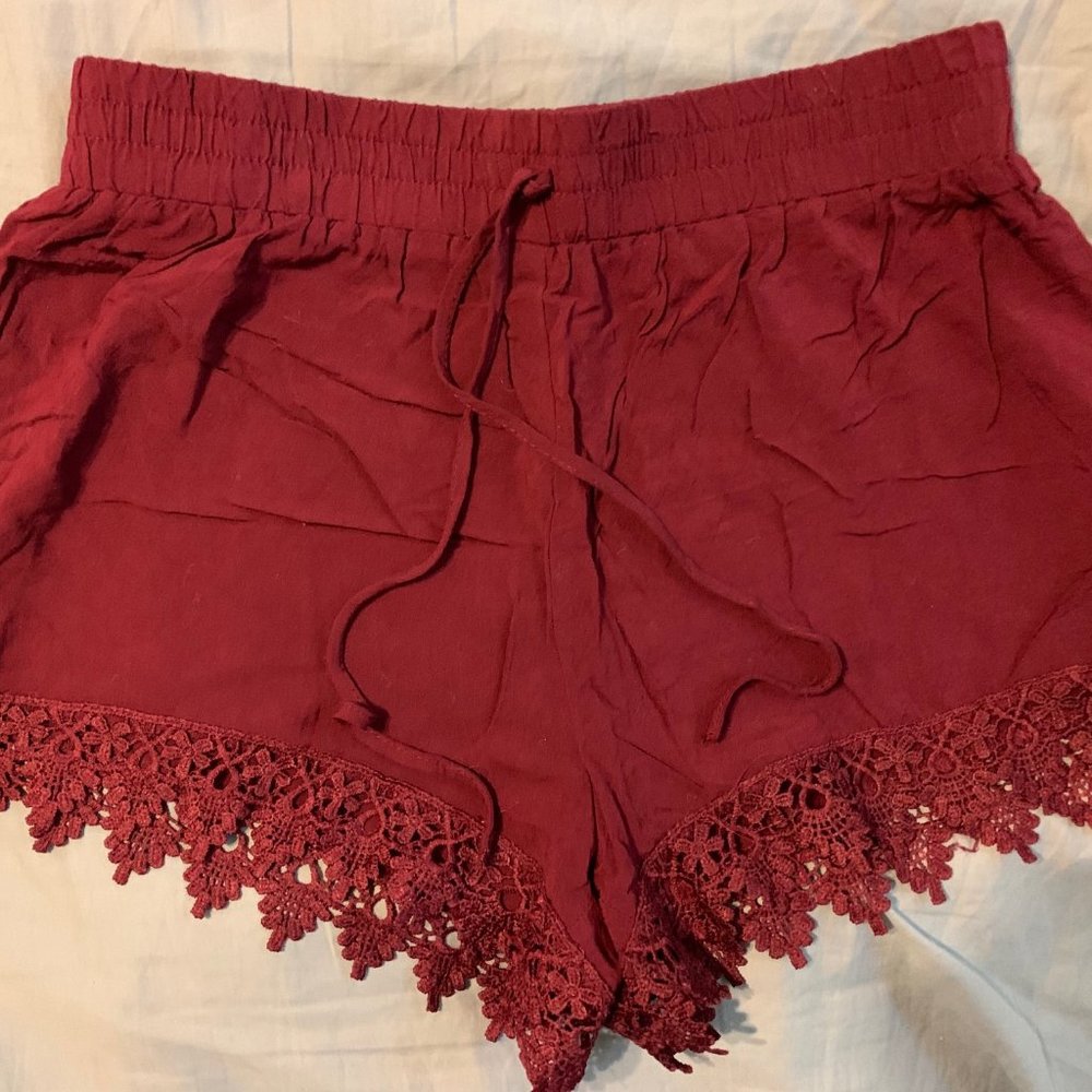 Ambience Apparel wine colored women's rayon shorts M